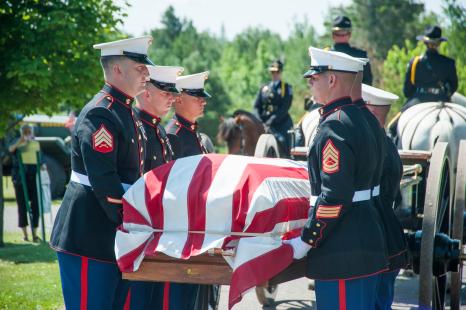 Marines unloading USMC Sgt James Joseph Hubert from the caisson