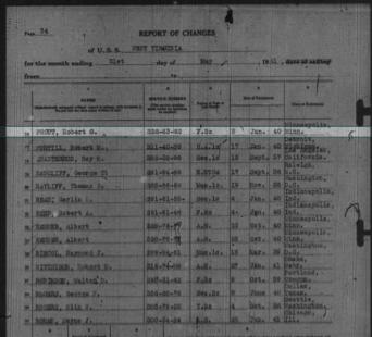 PROUT-Robert Glenn-WWII-Navy-USS W.Virginia-muster roll